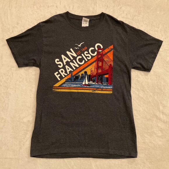 San Francisco Golden Gate Bridge Tee Shirt Grey Mens Size Small - Picture 1 of 7